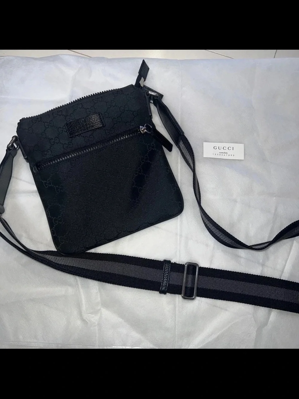 Gucci Black Monogram Messenger Crossbody